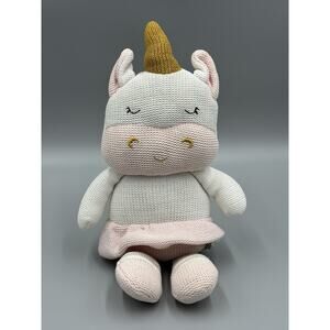 Living Textiles Plush Kenzie Unicorn Knit Plush Rattle 14” Stuffed Animal